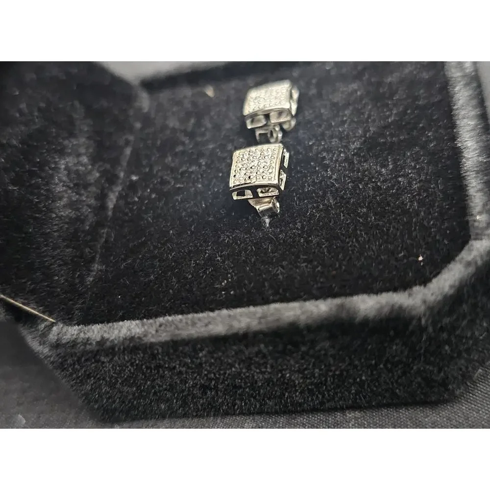 .925 sterling silver 6mm Square Pavé Cubic Zirconia Earrings